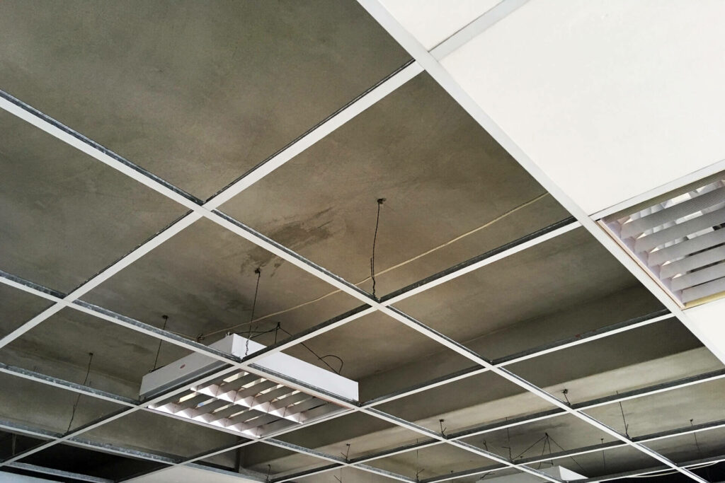Suspension ceiling grid.